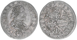 Ferdinand II. 1619-1637
3 Kreuzer, 1624. Avers Doppelpunkte
Graz
1,56g
Herinek 1076
ss