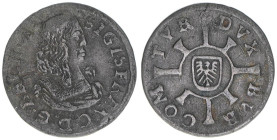 Erzherzog Sigismund Franz 1662-1665
1 Kreuzer, ohne Jahr. Hall
1,06g
MT 537
vz-
