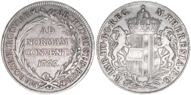 Maria Theresia 1740-1780
Conventionstaler, 1766. Günzburg
27,80g
Herinek 497
ss