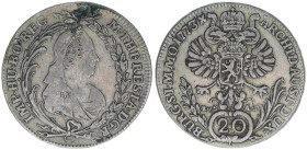 Maria Theresia 1740-1780
20 Kreuzer, 1773 EvS-AS. Prag
6,57g
Herinek 937
ss-