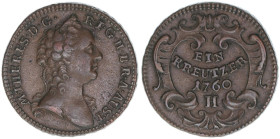 Maria Theresia 1740-1780
1 Kreuzer, 1760. Hall
11,50g
MT 1235
vz