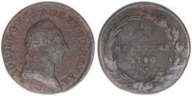 Joseph II. 1765-1790
1/2 Kreuzer, 1780 W. sehr selten
Wien
3,12g
ANK 2
s+