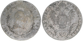 Kaiser Franz (II.) I.1792-1835
20 Kreuzer, 1808 D. Salzburg
6,66g
Zöttl 3442
ss