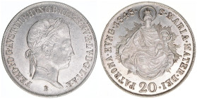 Kaiser Ferdinand I. 1835-1848
20 Kreuzer, 1848 B. Kremnitz
6,63g
ANK 15
vz+