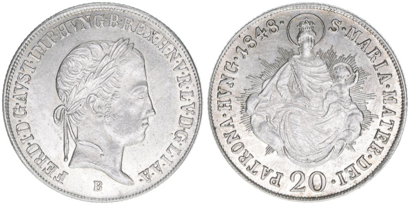 Kaiser Ferdinand I. 1835-1848
20 Kreuzer, 1848 B. Kremnitz
6,67g
ANK 15
vz+
