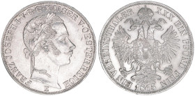 Franz Joseph I. 1848-1916
Vereinstaler, 1865 E. selten
Karlsburg
18,52g
Herinek 465
vz/stfr