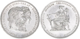 Franz Joseph I. 1848-1916
2 Gulden, 1879. zur Silberhochzeit
Wien
24,72g
ANK 46
stfr-