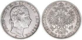 Franz Joseph I. 1848-1916
1 Gulden, 1858 A. Wien
12,24g
ANK 28
ss