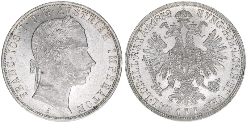 Franz Joseph I. 1848-1916
1 Gulden, 1858 A. Wien
12,36g
ANK 28
stfr
