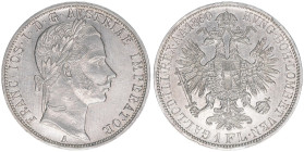 Franz Joseph I. 1848-1916
1 Gulden, 1860 A. Wien
12,36g
ANK 28
vz/stfr