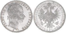Franz Joseph I. 1848-1916
1 Gulden, 1860 A. Wien
12,33g
ANK 28
stfr