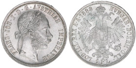 Franz Joseph I. 1848-1916
1 Gulden, 1888. Wien
12,35g
ANK 31
vz/stfr