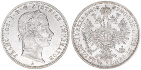 Franz Joseph I. 1848-1916
1/4 Gulden, 1858 A. Wien
5,32g
J.326
vz/stfr