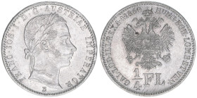 Franz Joseph I. 1848-1916
1/4 Gulden, 1860 B. Kremnitz
5,33g
J.327
vz-