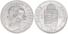 Franz Joseph I. 1848-1916
1 Forint, 1871 KB. Kremnitz
12,30g
ANK 93
ss+