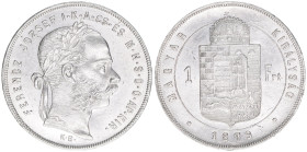 Franz Joseph I. 1848-1916
1 Forint, 1879 KB. Kremnitz
12,34g
ANK 93
vz/stfr