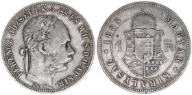 Franz Joseph I. 1848-1916
1 Forint, 1885 KB. Kremnitz
12,23g
ANK 94
ss-