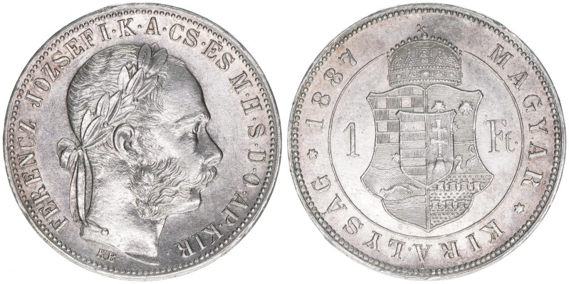 Franz Joseph I. 1848-1916
1 Forint, 1887 KB. Kremnitz
12,32g
ANK 94
ss/vz