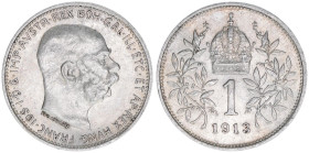 Franz Joseph I. 1848-1916
1 Krone, 1913. Wien
5,00g
ANK 69
vz+