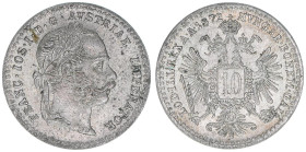 Franz Joseph I. 1848-1916
10 Kreuzer, 1872. Wien
1,74g
ANK 19
stfr-