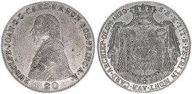 Rudolph Johann von Österreich 1819-1830
Olmütz. 20 Kreuzer, 1820. Wien
6,67g
KM#195, Suchomel/Videman 1201
vz/stfr