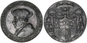 Matthäus Lang von Wellenburg 1519-1540
Erzbistum Salzburg. Medaille von Hans Schwarz, 1530. Blei versilbert - die Jahreszahl unter dem Brustbild eingr...