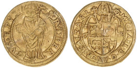 Michael von Kuenburg 1554-1560
Erzbistum Salzburg. Dukat, 1558. Salzburg
3,53g
Zöttl 456, Probszt 416
vz-