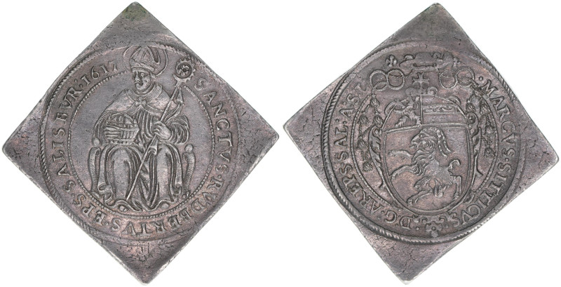 Markus Sittikus 1612-1619
Erzbistum Salzburg. 1/2 Talerklippe, 1617. selten
Salz...