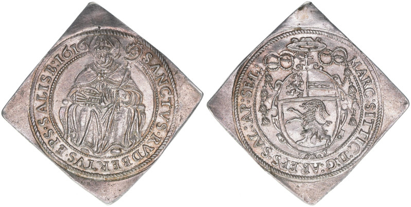 Markus Sittikus 1612-1619
Erzbistum Salzburg. 1/4 Talerklippe, 1616. selten
Salz...