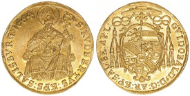 Guidobald Graf Thun-Hohenstein 1654-1668
Erzbistum Salzburg. Dukat, 1664. sehr selten
Salzburg
3,47g
Zöttl 1763, Probszt 1450
vz/stfr