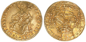 Guidobald Graf Thun-Hohenstein 1654-1668
Erzbistum Salzburg. 1/2 Dukat, 1654. Salzburg
1,73g
Zöttl 1771, Probszt 1456
ss