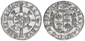 Max Gandolph Graf Kuenburg 1668-1687
Erzbistum Salzburg. 1 Kreuzer, 1680. Salzburg
0,74g
Zöttl 2051, Probszt 1707
ss/vz