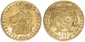 Johann Ernst Graf Thun-Hohenstein 1687-1709
Erzbistum Salzburg. 1/2 Dukat, 1699. Salzburg
1,74g
Zöttl 2143, Probszt 1783
vz+