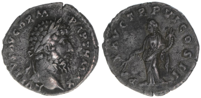 Lucius Verus 161-169
Römisches Reich - Kaiserzeit. Denar. PAX AVG TR P VI COS II...