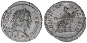 Caracalla 198-217
Römisches Reich - Kaiserzeit. Denar. PONTIF TR P XII COS III
Rom
3,51g
Kampmann 51.111
vz-