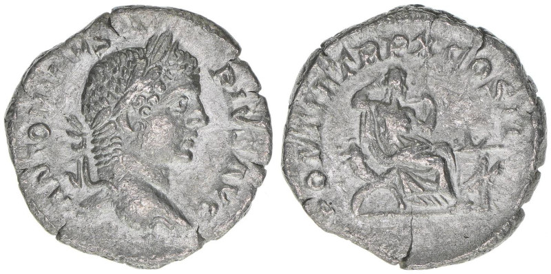 Caracalla 198-217
Römisches Reich - Kaiserzeit. Denar subaerat. PONTIF TR P X CO...