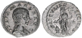 Julia Maesa +226 Großmutter des Elagabalus
Römisches Reich - Kaiserzeit. Denar. SAECVLI FELICITAS
Rom
3,00g
Kampmann 61.12
vz-
