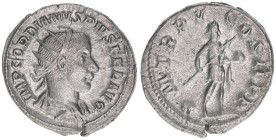 Gordianus III. Pius 238-244
Römisches Reich - Kaiserzeit. Antoninian. P M TR P V COS II P P
Rom
4,35g
Kampmann 72.39
vz-