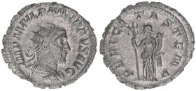Philippus I. Arabs 244-249
Römisches Reich - Kaiserzeit. Antoninian. FELICITAS TEMP
4,03g
RIC 31
ss/vz
