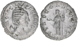 Otacilia Severa +249 Gattin des Philippus I. Arabs
Römisches Reich - Kaiserzeit. Antoninian. IVNO CONSERVAT
3,96g
Kampmann 75.2
ss