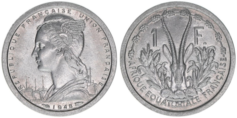 1 Franc, 1948
Französisch Äquatorialafrika. Aluminium. 1,27g
stfr
