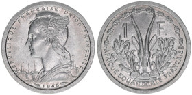 1 Franc, 1948
Französisch Äquatorialafrika. Aluminium. 1,27g
stfr
