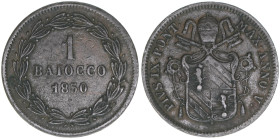 Papst Pius IX.
Kirchenstaat. 1 Baiocco, 1850. 10,16g
Khant/Schön 66
ss