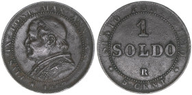 Papst Pius IX.
Kirchenstaat. 1 Soldo R, 1867. 5,05g
Khant/Schön 80
ss
