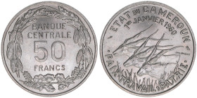 Staat Kamerun 1960-1961
Kamerun. 50 Francs, 1960. Drei Riesenantilopen - Datum der Unabhängigkeit 1. Janvier 1960
Kupfer -Nickel
12,3g
Schön 10
stfr