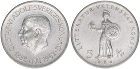 Gustaf VI. Adolf 1950-1973
Schweden. 5 Kronor, 1961. aus Anlass des 80. Geburtstages
Silber
18,14g
Schön 59
vz-