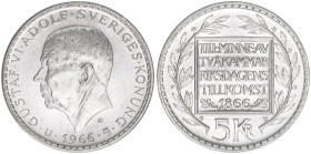 Gustaf VI. Adolf 1950-1973
Schweden. 5 Kronor, 1966. Silber
18,07g
Schön 67
stfr-