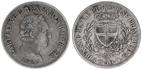 Carl Felix
Sardinien. 50 Centesimi, 1826. 2,46g
Kahnt/Schön 18
ss