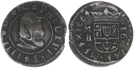 Philipp IV.
Spanien. 16 Maravedis, 1664. Madrid
4,21g
KM 172.5
ss-