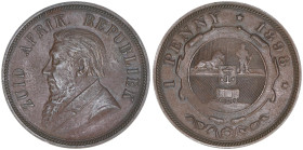 Republik 1852-1902
Südafrika. One Penny, 1898. 9,39g
Schön 2
vz